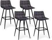 Set di 4 sgabelli da bar MADY in velluto grigio scuro