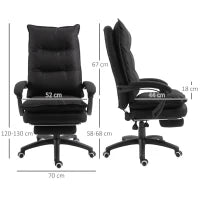 Sedia da Ufficio ad Altezza Regolabile con 6 Punti Massaggianti, in Tessuto Effetto Lino, 70x62x120-130 cm, Nero