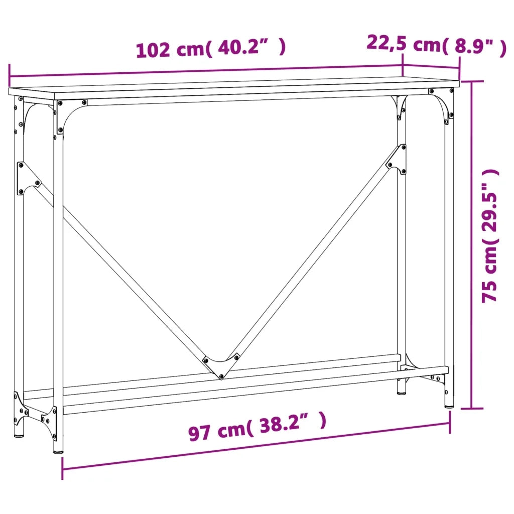vidaXL Tavolino Consolle Nero 102x22,5x75 cm in Legno Multistrato