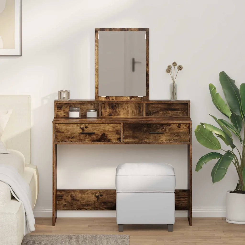 Tavolo da Trucco con cassetto Rovere fumé 100 x 41 x 140 cm 865149