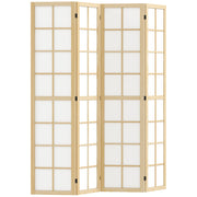 Paravento Pieghevole 4 Pannelli in Legno e Tessuto ¨C zephmum ¨C Legno e Bianco 160x170 cm