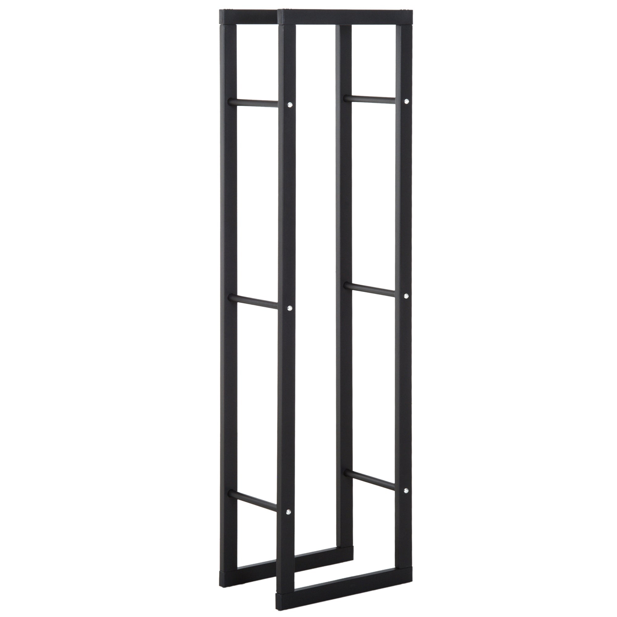 Portalegna Legnaia Verticale in Ferro 40x25x150 cm da Interno Max 100Kg  Nero
