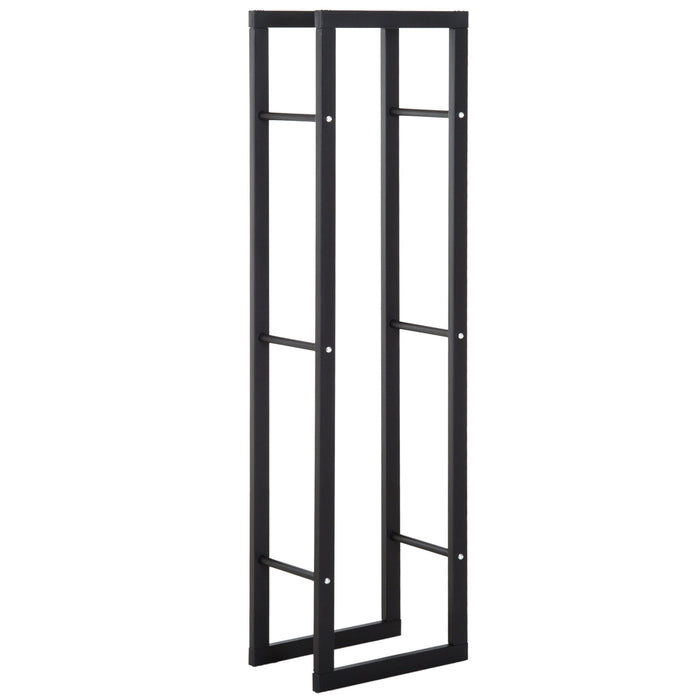 Portalegna Legnaia Verticale in Ferro 40x25x150 cm da Interno Max 100Kg  Nero