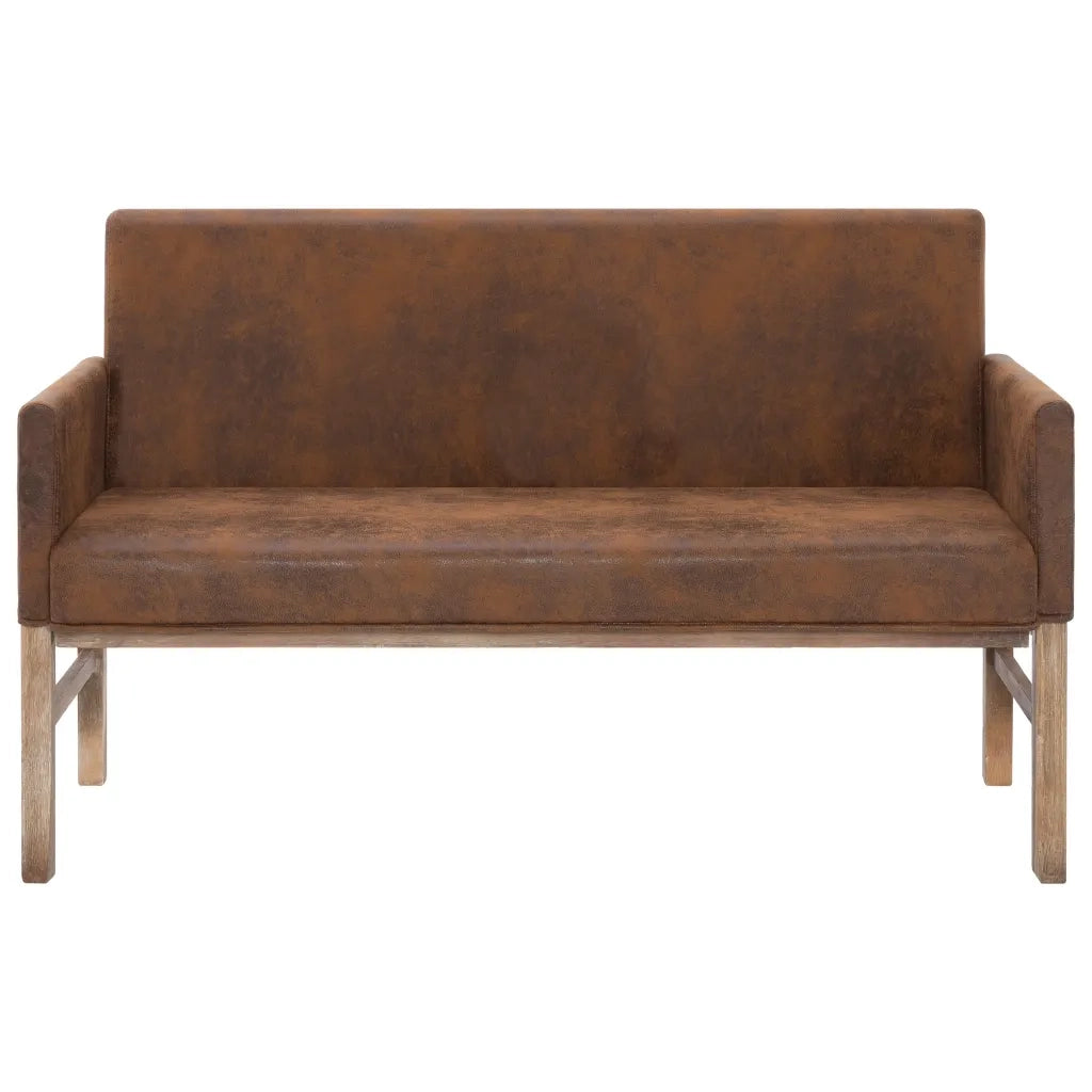Panca con Braccioli-Sgabello-Divano 140 cm Marrone in Similpelle Scamosciata