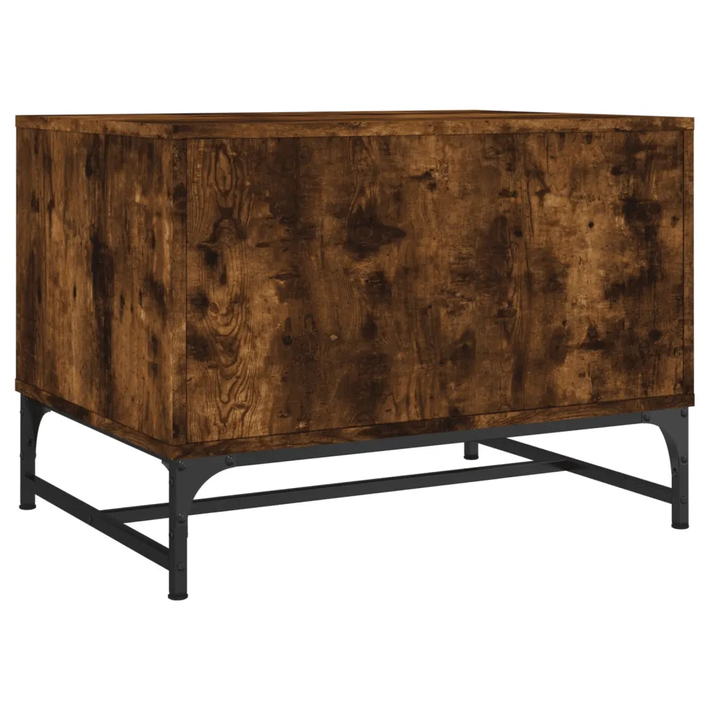 Tavolino da Salotto con Ante in Vetro-Tavolino da soggiorno Rovere Fumo 68,5x50x50 cm