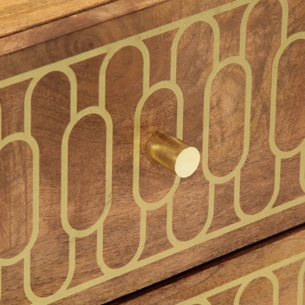Set di 2 Comodini | Armadio da Notte | Mobiletto da notte 40x33x46 cm in Legno Massello di Mango