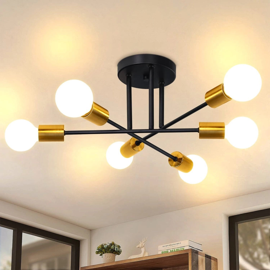 ZMH Lampada da soffitto in stile retrò a 6 fiamme senza lampadina per camera da letto