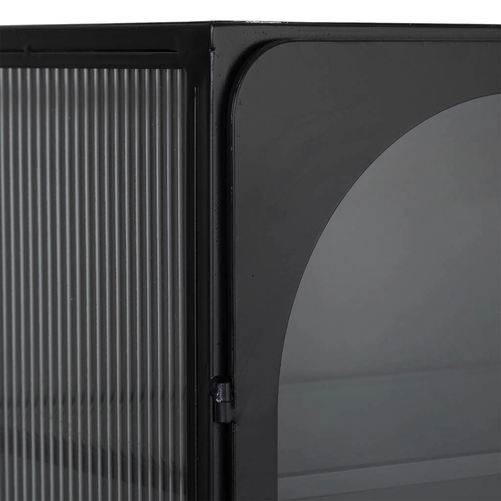 Vetrina in metallo laccato nero a 2 porte 88x44x160