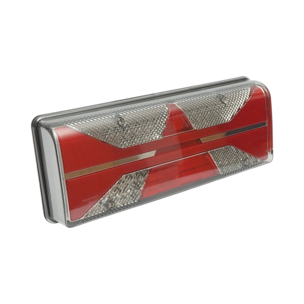 Luce freno posteriore destra LED camion 24V, 7 pin ASS2.1 con illuminazione targa, allarme retromarcia 400x153x88mm