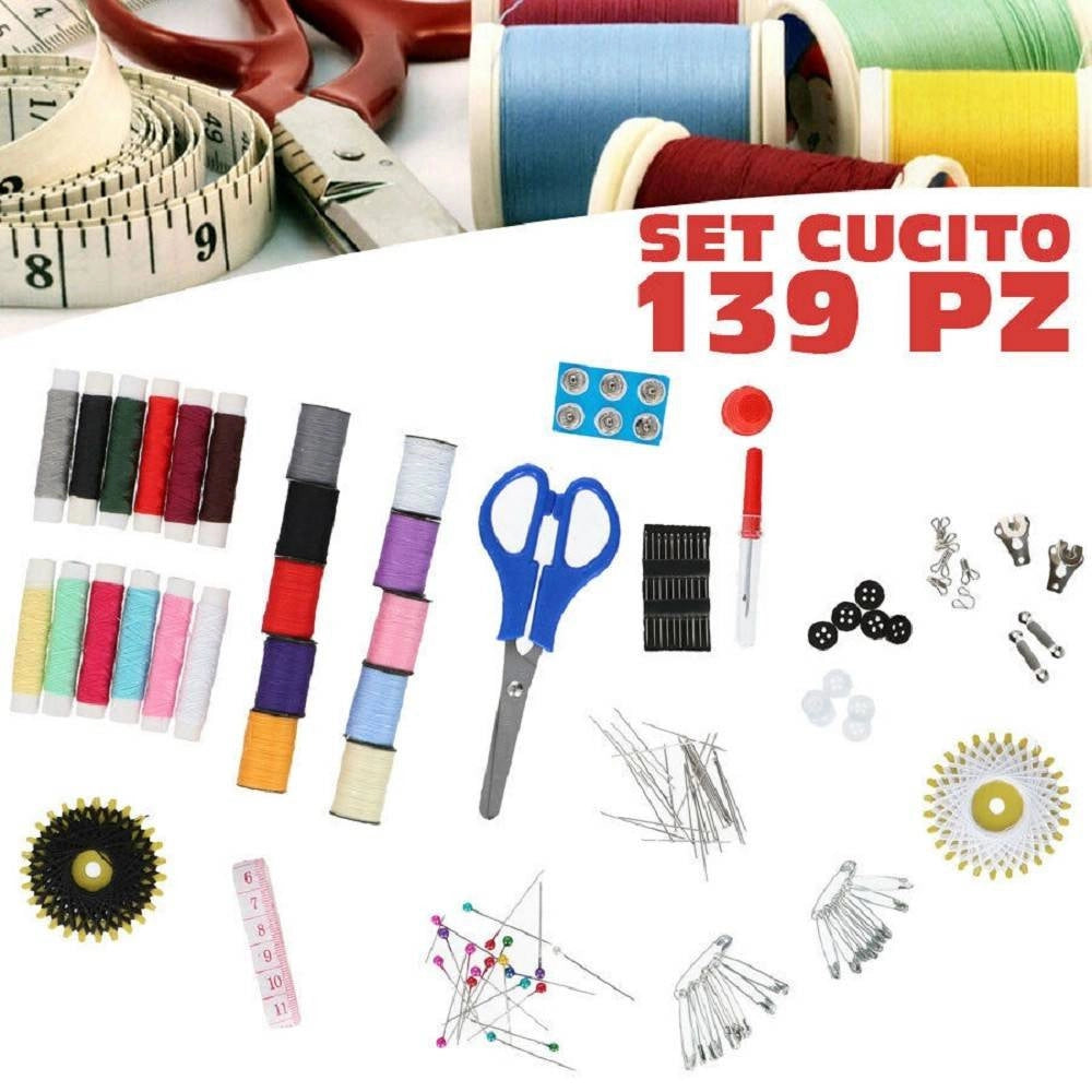 Trade Shop - Set Per Cucito 139pz Accessori Sartoria Set Da Viaggio Kit Emergenza Per Cucire -