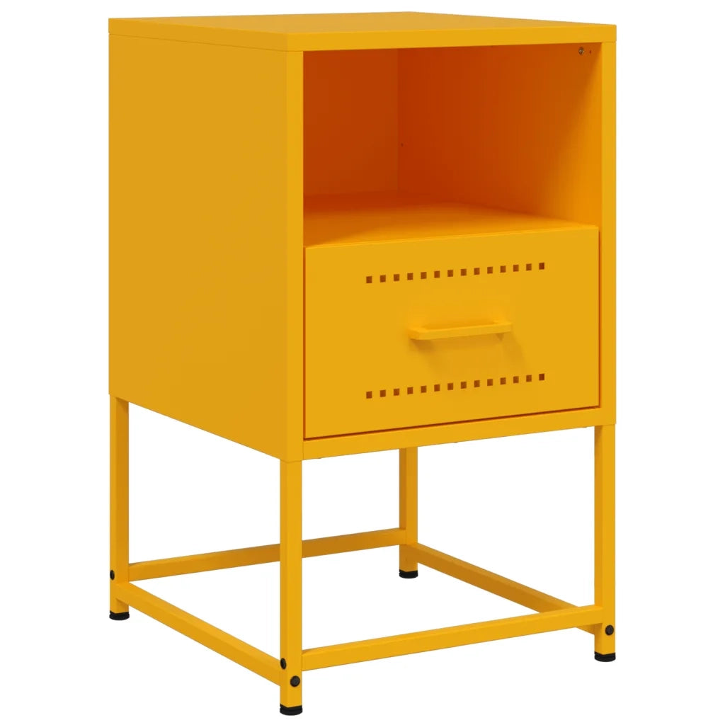 Comodini 2 pz-Set di 2 Tavolino da notte Giallo Senape 36x39x60,5 cm in Acciaio 226283