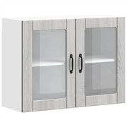 Pensile da Cucina | Mobile da Cucina con Porta in Vetro Lucca Grigio Sonoma