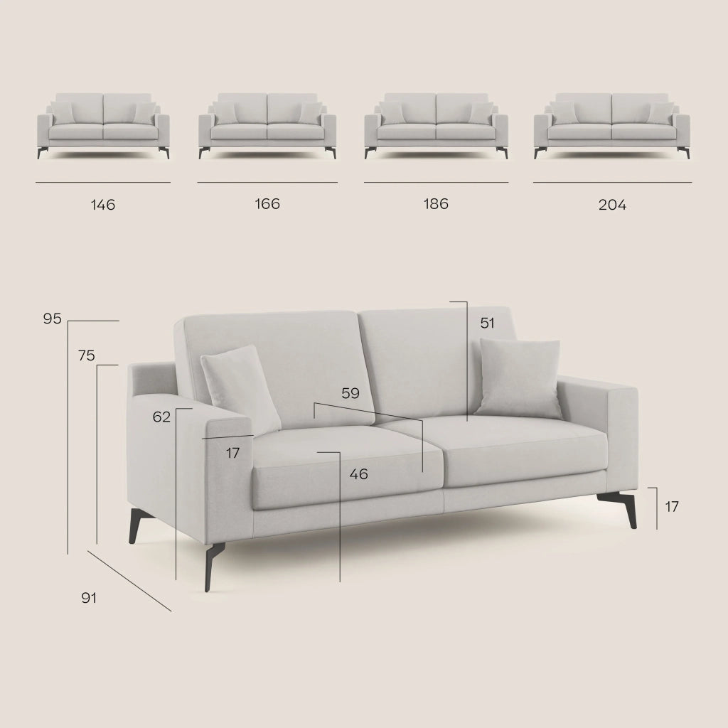 Prestige Divano design moderno T11 166 cm carta da zucchero
