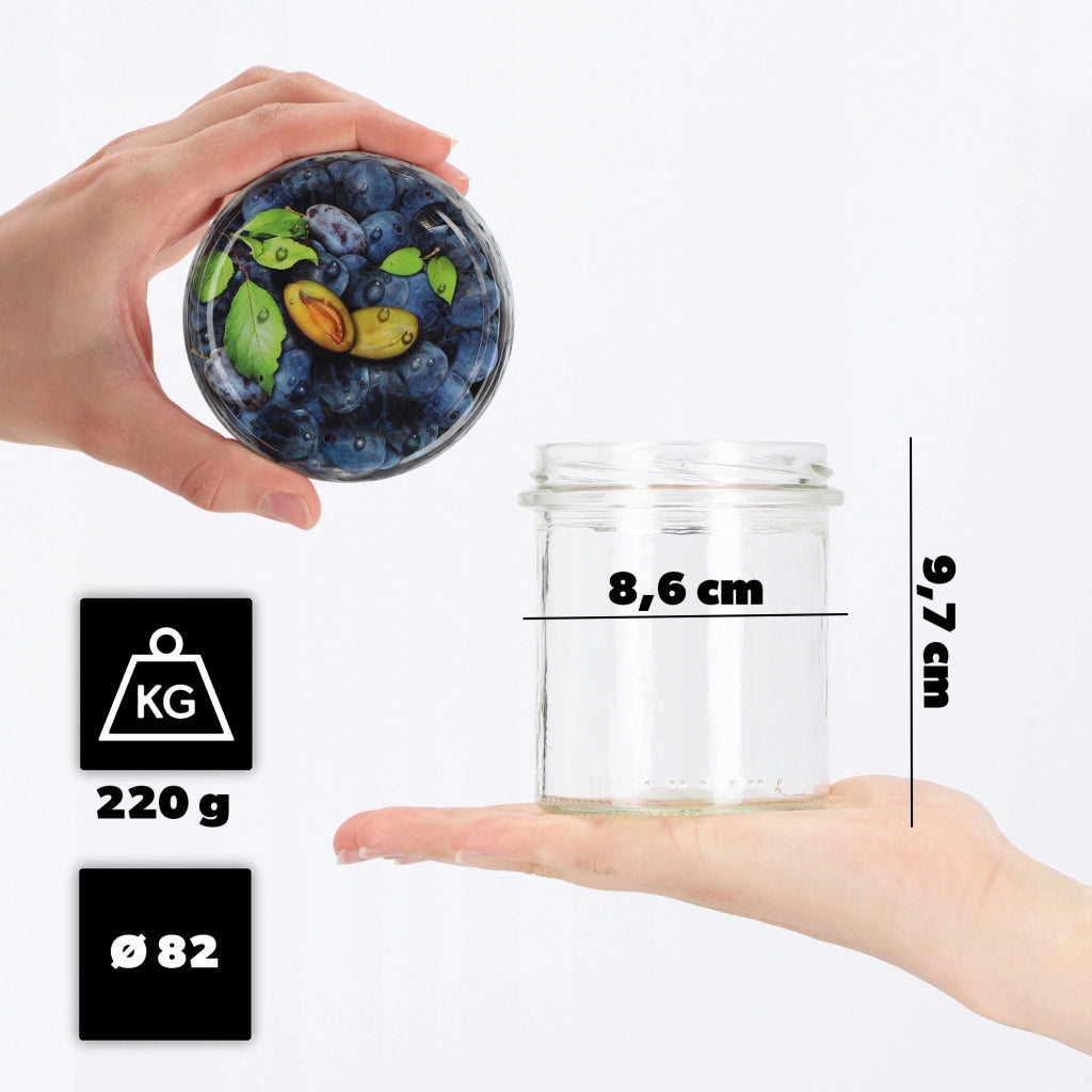 KADAX Avila barattoli di vetro 350ml 10pz 82mm + coperchi "Prugne"