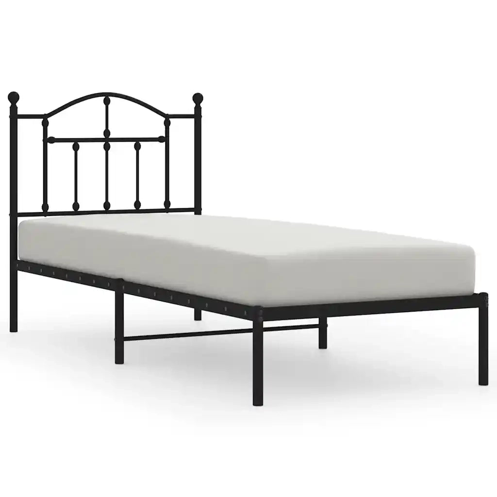 Giroletto con Testiera-Struttura Letto con testiera in Metallo Nero 90x190 cm 778446