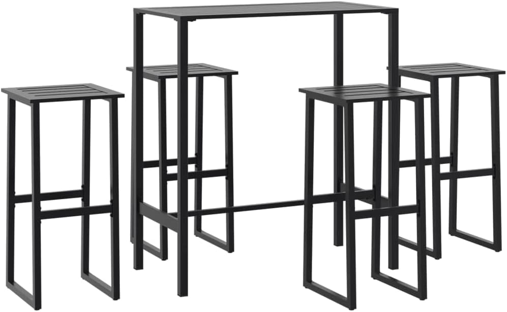 Set Tavolo Alto e Sgabelli da Giardino 5 Pezzi Acciaio Nero, Set Giardino, Set Terrazza, Mobili Giardino Esterno - 3283751