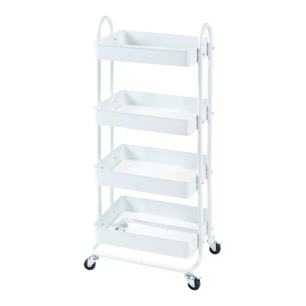 Carrello da Stoccaggio Pyhäntä con 4 Contenitori - Acciaio Bianco [en.casa]
