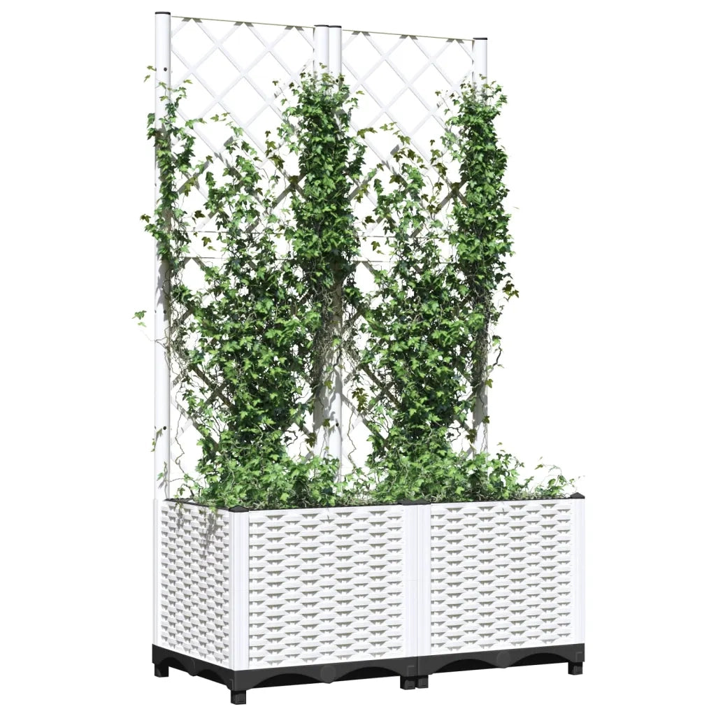 Fioriera | Cassetta per fiori | Vaso da Giardino con Graticcio Bianco 80x40x136 cm PP