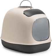Cassetto per Gatti con Design di Cappuccio, Fatto in Italia con Spazzola e Filtro, Grigio chiaro/Grigio scuro