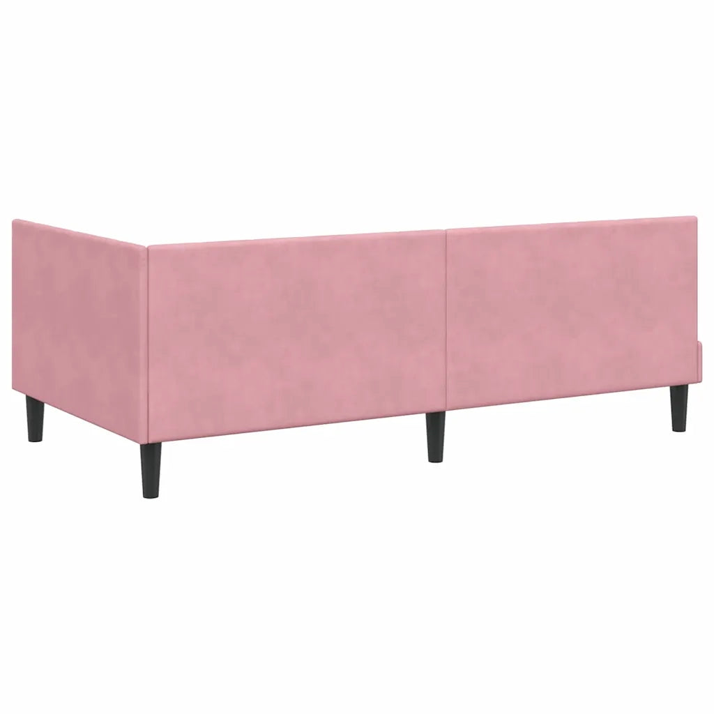 Cornice del letto ad angolo Rosa 100 cm x 200 cm Velluto