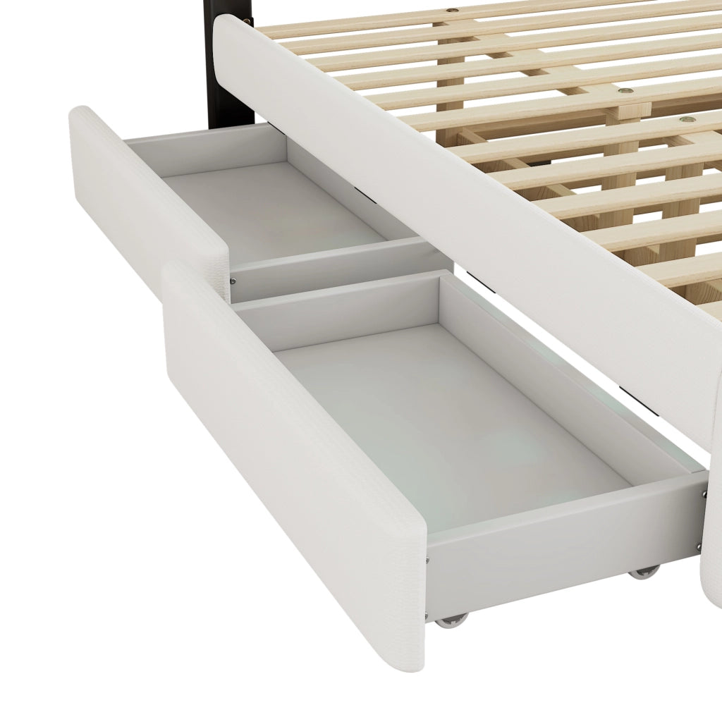 Letto matrimoniale imbottito 140x200 con letto estraibile e 2 cassetti