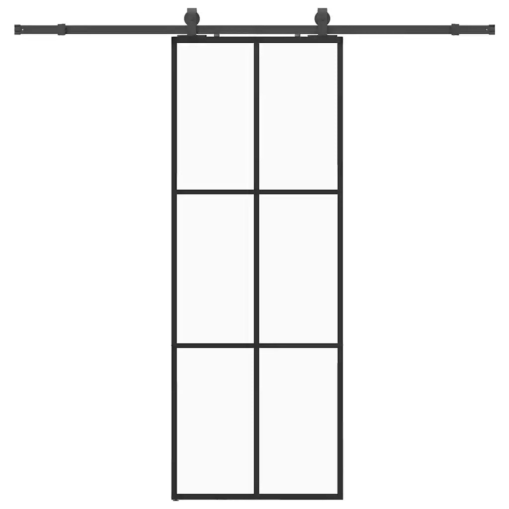 Porta Scorrevole con Ferramenta Nera 76x205 cm in Vetro ESG 3375924