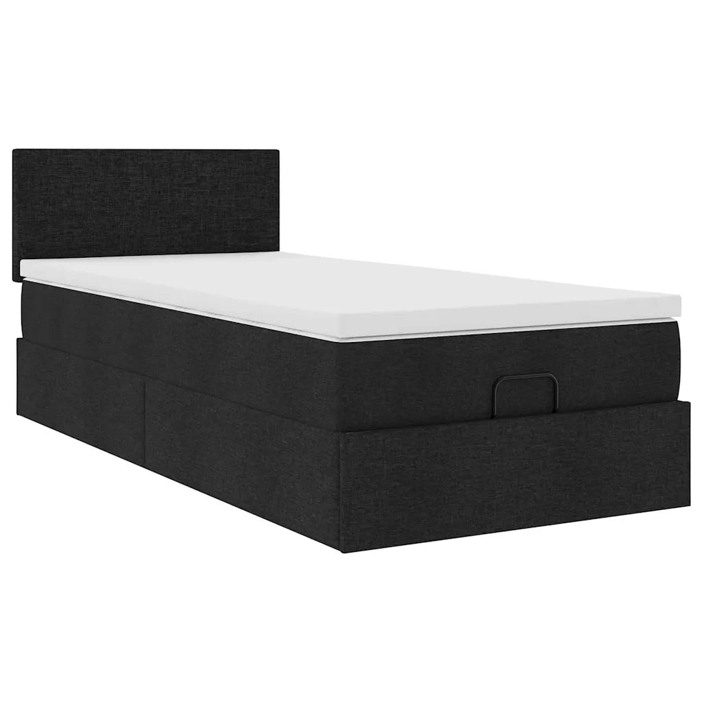 Struttura Letto Pouf con Materasso Nero 80x200 cm in Tessuto 3311333