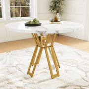 TAVOLO DA PRANZO 100x100x76 cm MDF Bianco e Oro