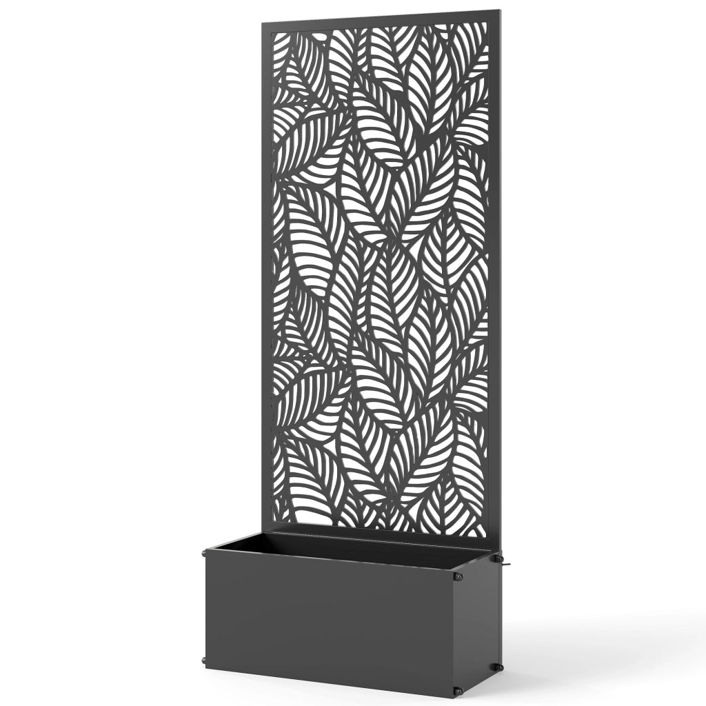 Fioriera con griglia e frangivista per piante rampicanti ¨C zephmum ¨C metallo nero 45x21.5x110 cm