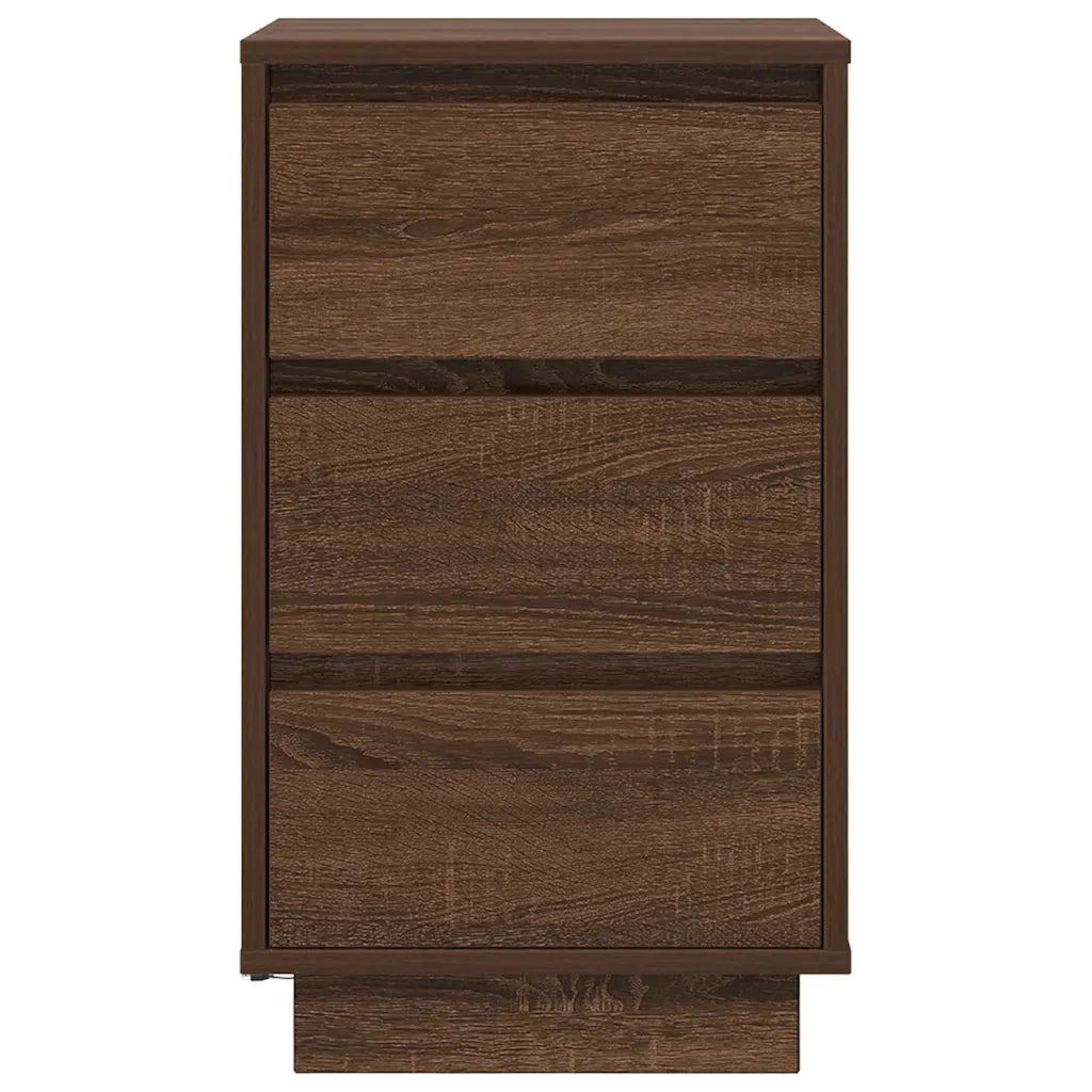 Comodino con Luci LED Rovere Marrone 38x34x65 cm