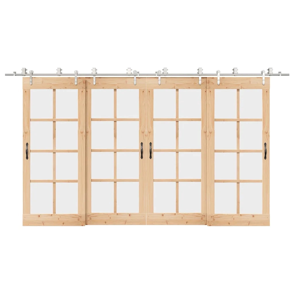 Kit Binari Porta Scorrevole 400 cm Acciaio Inossidabile Argento