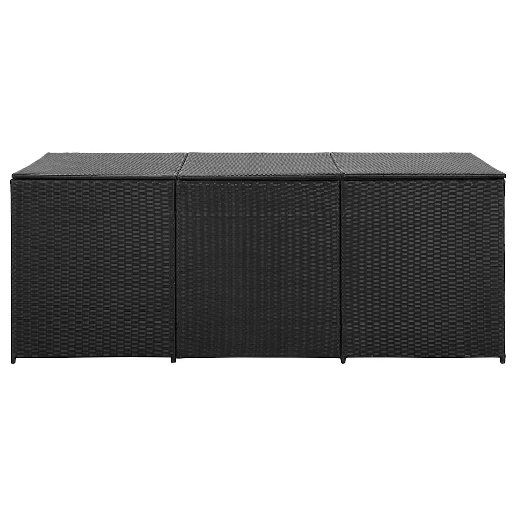 Baule da Giardino in Polyrattan 180x90x70 cm Nero 46477