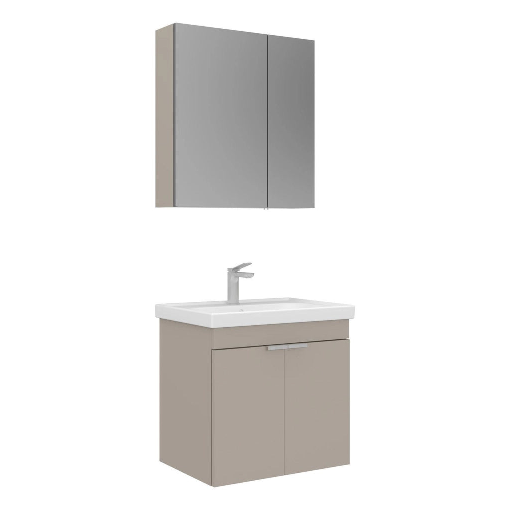 Set mobile lavabo con specchio (2 pezzi) "Desna 60" - 60 x 45 x 58 cm - Sabbia