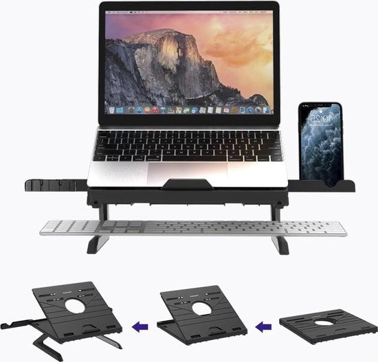 Supporto per laptop - Supporto per notebook pieghevole regolabile in altezza - Supporto multifunzionale per laptop - Adatto per laptop (10-16 pollici)