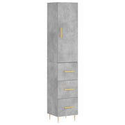 Credenza | Madia | Buffet da pranzo | Armadio da pranzo Grigio Cemento 34,5x34x180 cm in Legno Multistrato