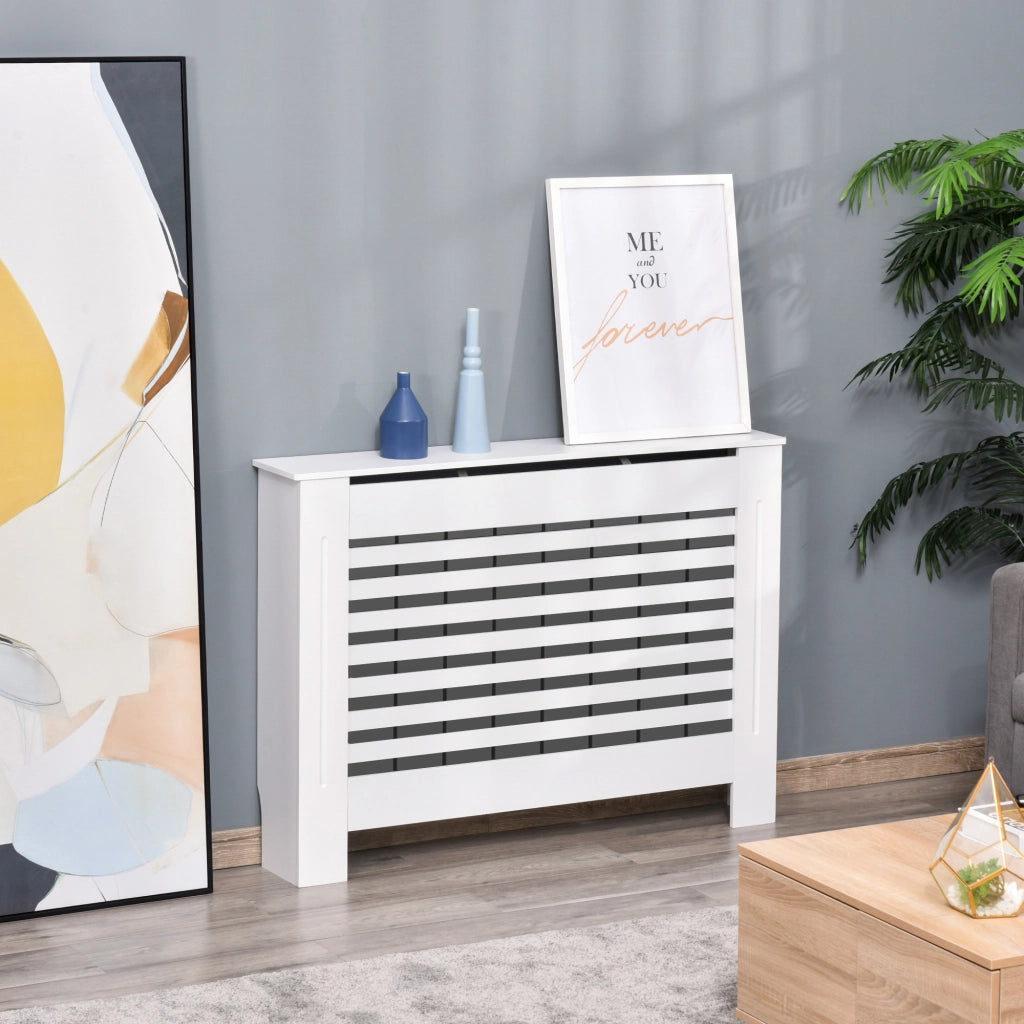 Armadio per termosifoni con ante a doghe ¨C zephmum ¨C Bianco 112x19x81 cm