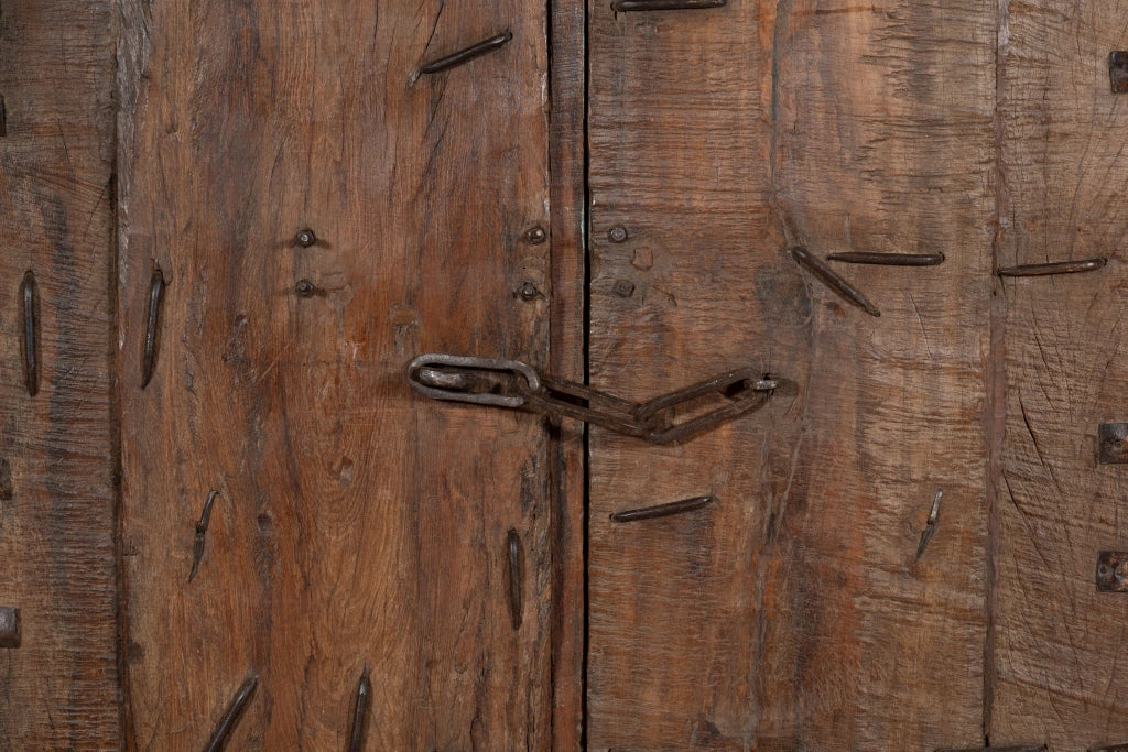 Biscottini Porta portone in legno massello e ferro da interno o da esterno vecchia e antica medievale scorrevole