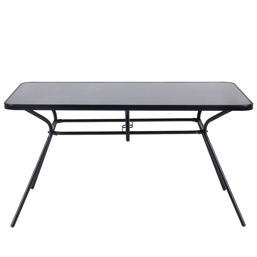 Set da pranzo all'aperto da 7 pezzi Tavolo Nero a 6 posti Sedie pieghevoli Giardino moderno