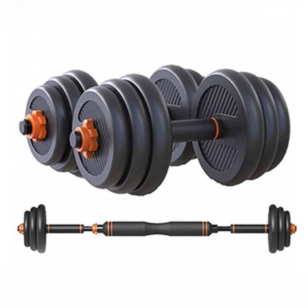 Trade Shop - Set Coppia Di Manubri Bilanciere Dischi Barra Di Collegamento Regolabile Da 40kg -