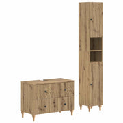 Set di Armadi da Bagno da 2 Pezzi ALKMAAR Rovere Artigianale 3417512
