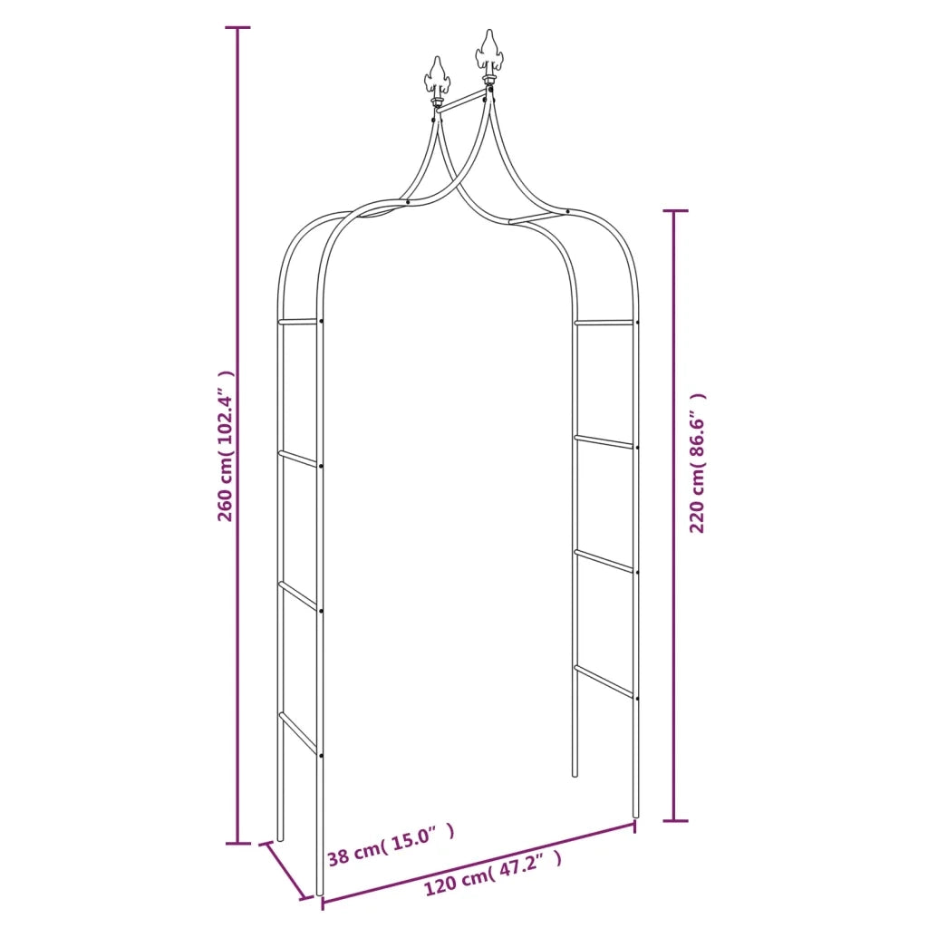 Archi da Giardino 2 pz Neri 120x38x260 cm Acciaio 319349
