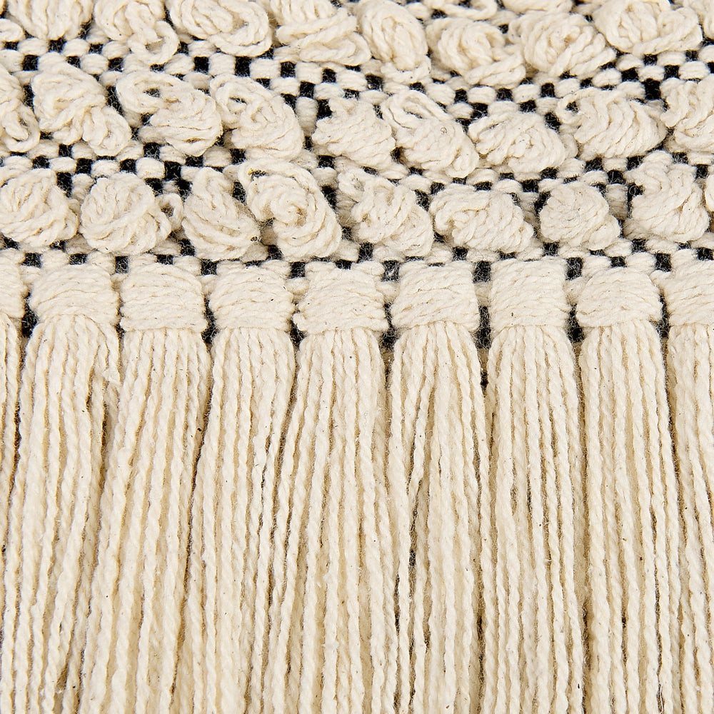Set di 2 cuscini decorativi in cotone beige 45 x 45 cm tinta unita con fodera per cuscino Boho con nappe