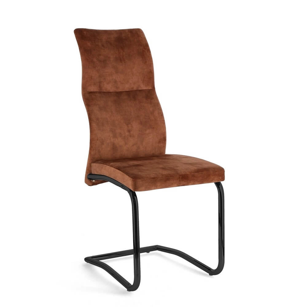 Set di 4 Sedie Imbottite in Velluto con Gambe in Acciaio - ASHER