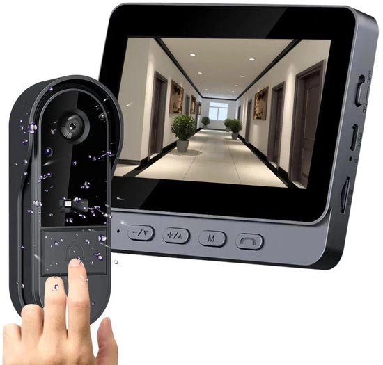 Deurbellore per Video con Camera 1080P, Schermo 4.3" IPS, Visione Notturna, Intercom a Due Vie, Angolo di 170°, Impermeabile