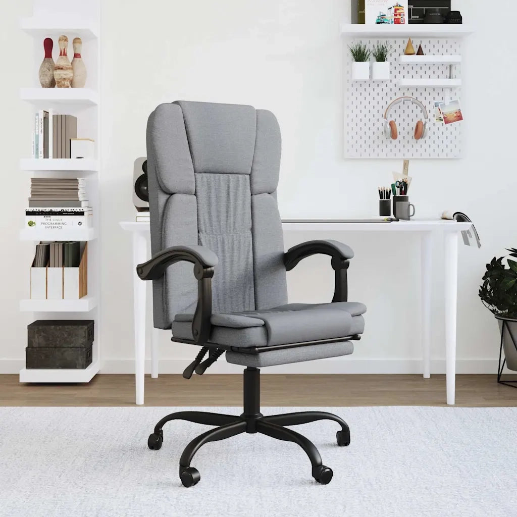 Sedia per studi-Poltrona da Ufficio Reclinabile Grigio Chiaro in Tessuto 990548