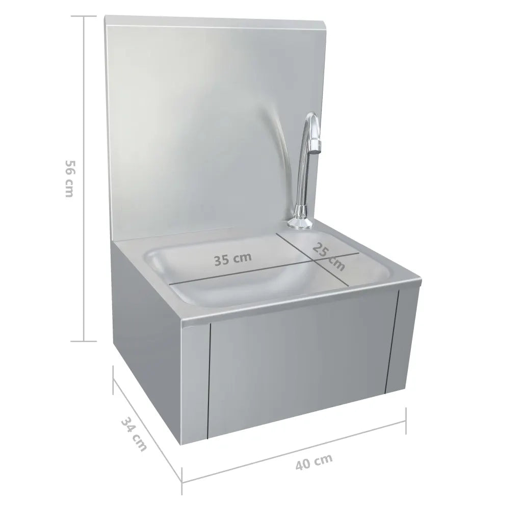 Lavandino con Rubinetto e Dispenser Sapone in Acciaio Inox CFW1755985