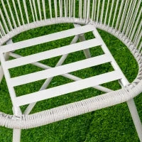Set da Giardino in Rattan Sintetico Stile Boho con Tavolino e 2 Sedie, Bianco Crema