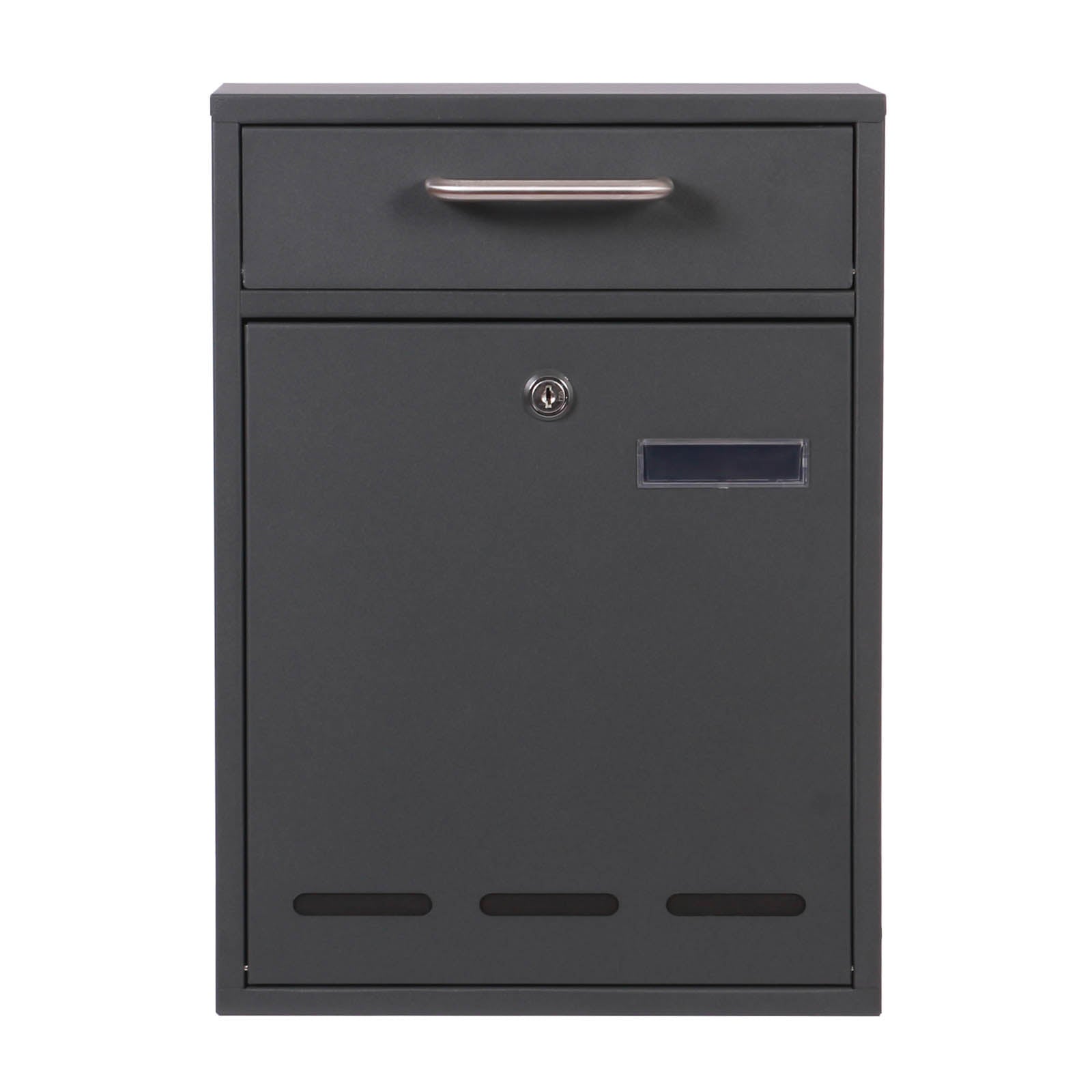 Cassetta postale singola V53 antracite, a parete o autoportante, con finestrelle e vetrino nome