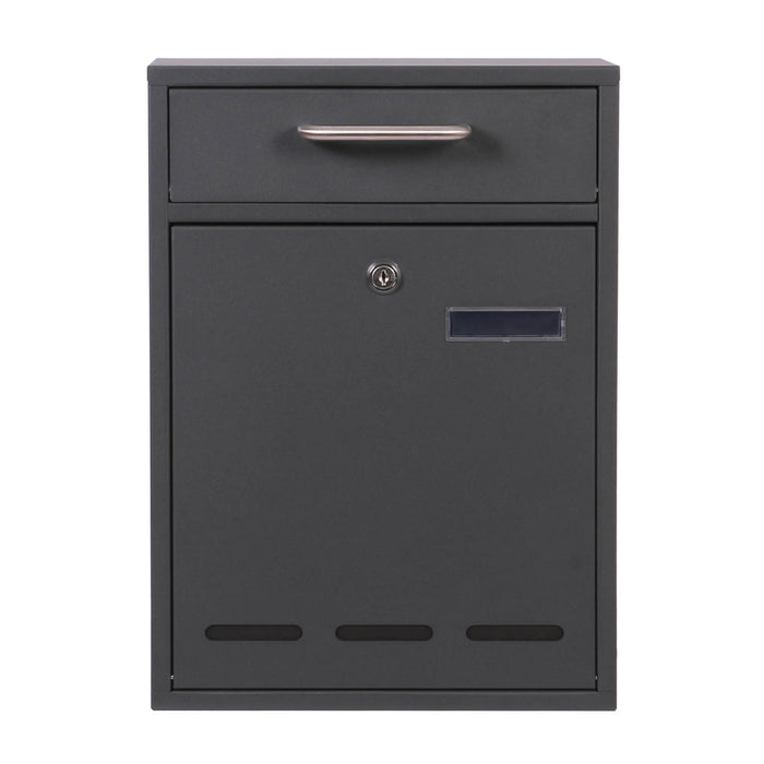 Cassetta postale singola V53 antracite, a parete o autoportante, con finestrelle e vetrino nome