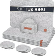 Placemat elegante velluto grigio - lavabile e antiscivolo con anelli di tovaglia
